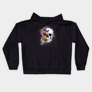 Tribe Skull With Butterflies Kids Hoodie